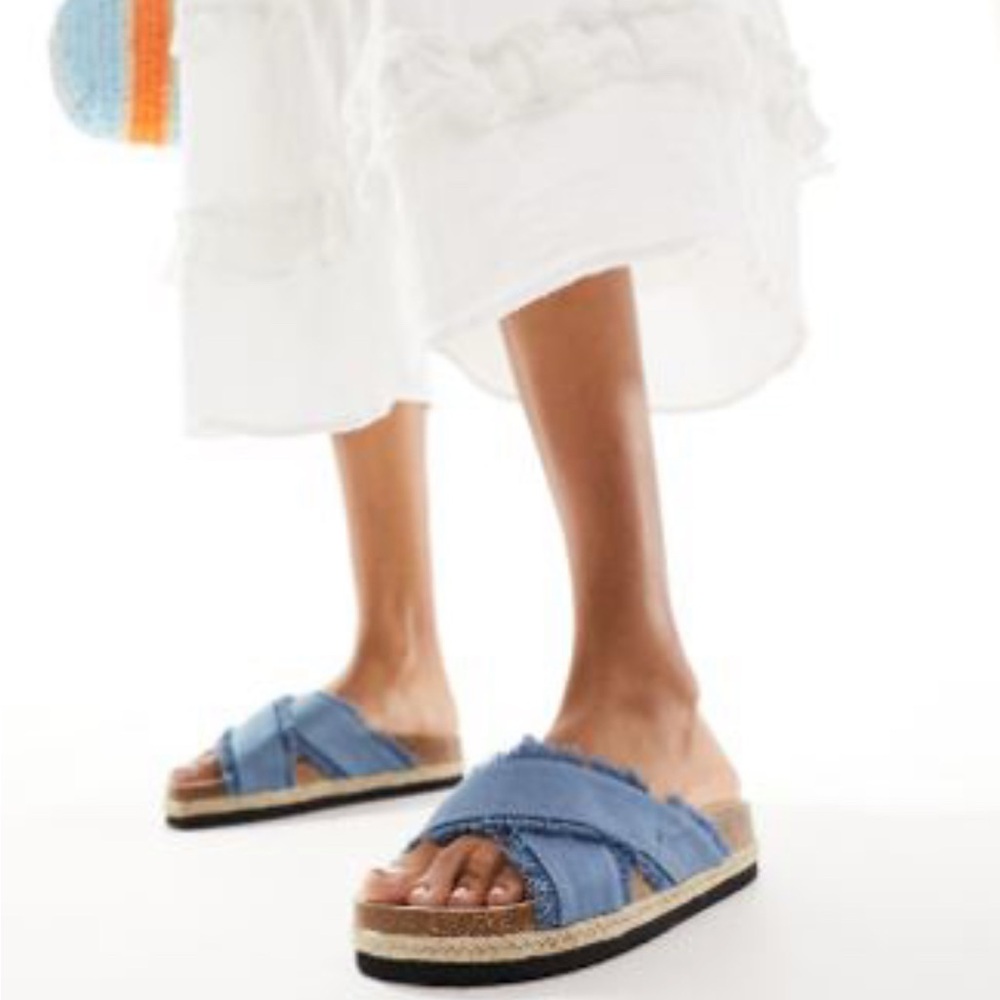 ASOS Blue Sandals with Frayed Denim Straps